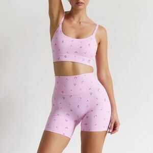 Astoria Activewear LUXE BLOSSOM Cherry Sports Bra & Biker Shorts Workout Set
